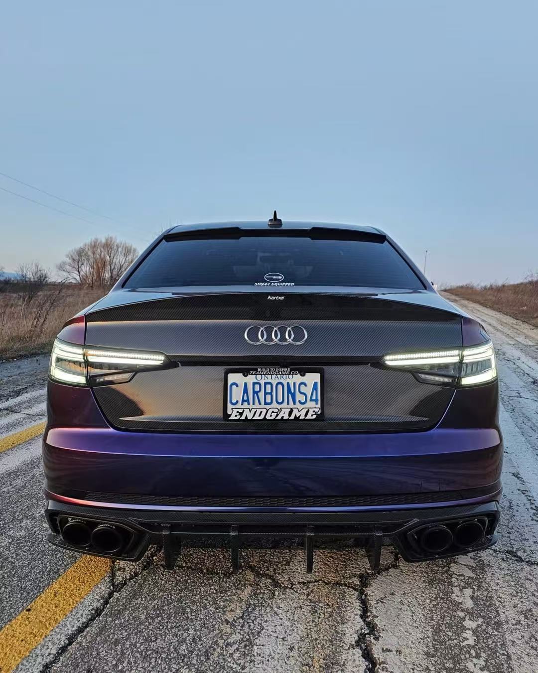 Audi S4 A4 B9 / B9.5  2017 2018 2019 2020 2021 2022 2023 2024 with Aftermarket Parts - Rear Trunk Lid Pre-preg Double-sided Carbon Fiber from Karbel Carbon