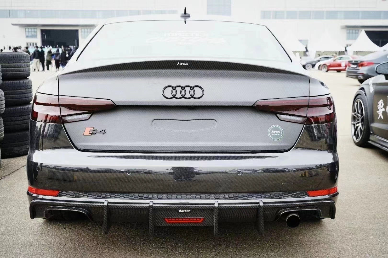 Audi S4 A4 B9 / B9.5 2017 2018 2019 2020 2021 2022 2023 2024 with Aftermarket Parts - Rear Trunk Lid Pre-preg Double-sided Carbon Fiber from Karbel Carbon