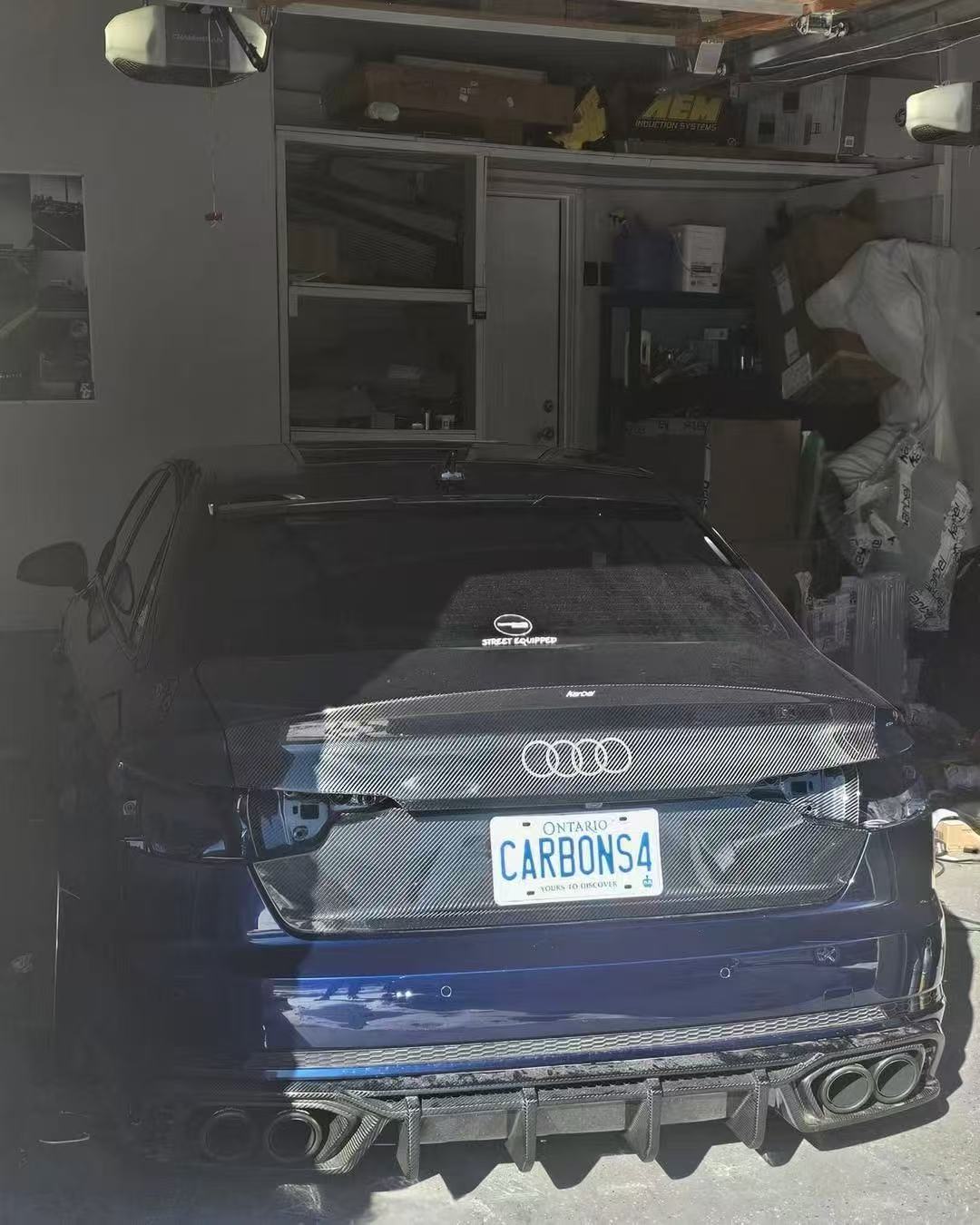 Audi S4 A4 B9 / B9.5  2017 2018 2019 2020 2021 2022 2023 2024 with Aftermarket Parts - Rear Trunk Lid Pre-preg Double-sided Carbon Fiber from Karbel Carbon