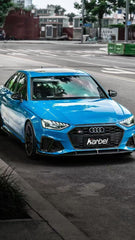 Audi S4 A4 S-line (with s-line bumper, does not fit base model) B9.5 2020 2021 2022 2023 2024 With Aftermarket Parts - Compatible with Karbel Upper Valences Compatible with OEM Bumper Style Front Canards Pre-preg Carbon Fiber from Karbel Carbon