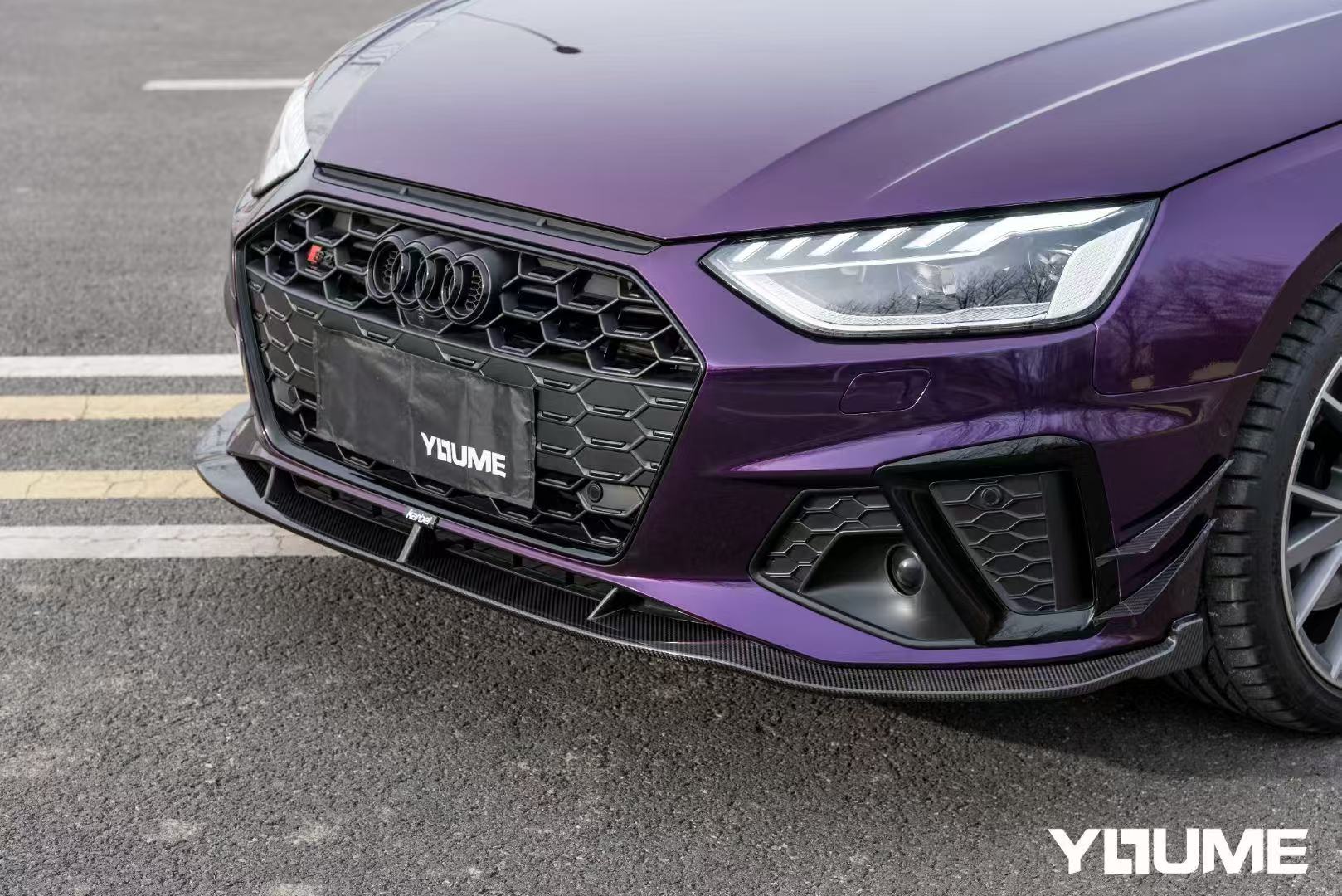 Audi S4 A4 S-line (with s-line bumper, does not fit base model) B9.5 2020 2021 2022 2023 2024 With Aftermarket Parts - Compatible with Karbel Upper Valences & Compatible with OEM Bumper Style Front Canards Pre-preg Carbon Fiber from Karbel Carbon