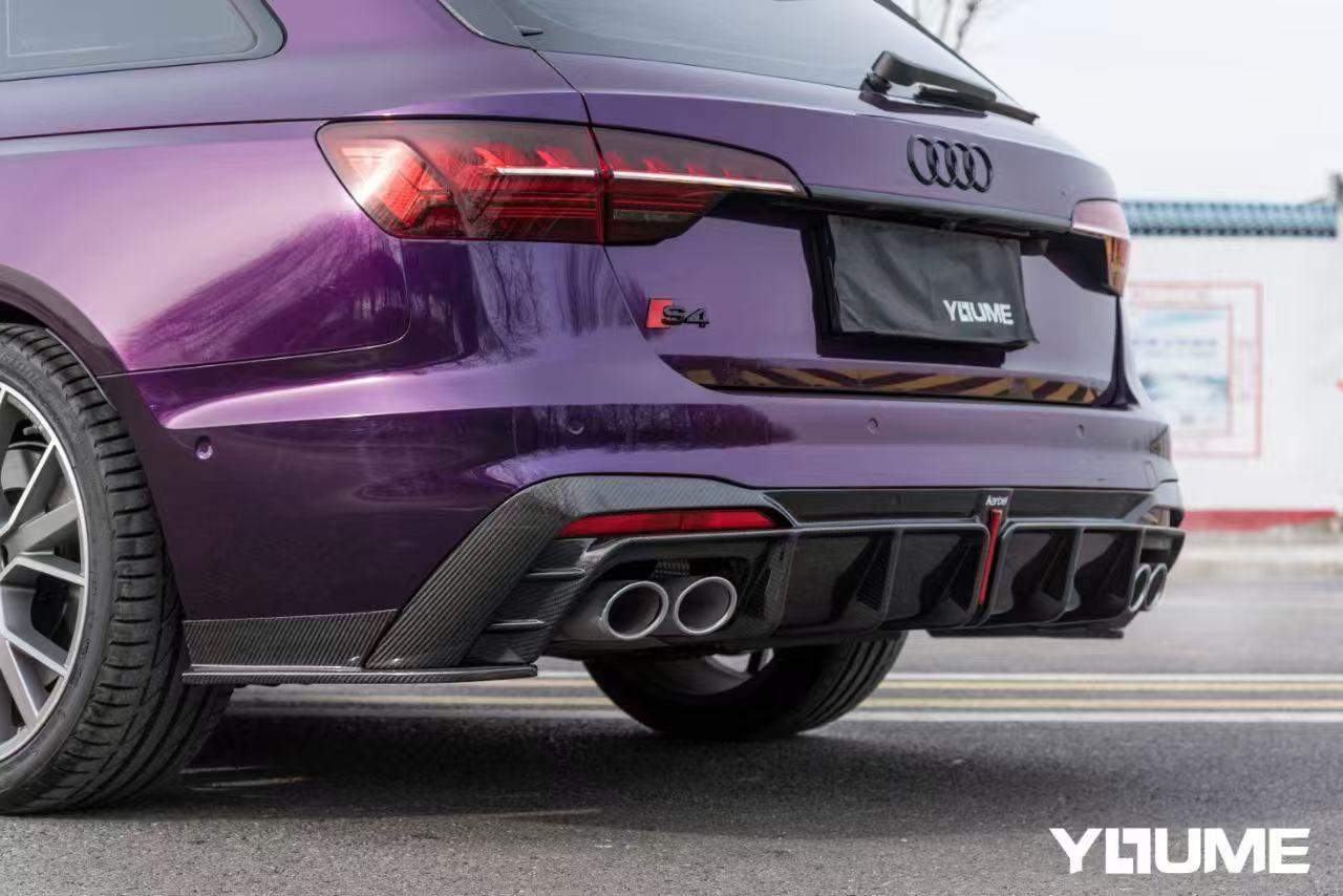Audi S4 B9.5 2020-ON with Aftermarket Parts - Rear Diffuser & Canards V1 Style Pre-preg Carbon Fiber from Karbel Carbon