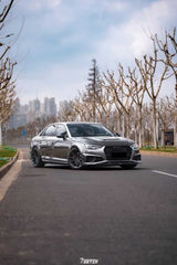 Audi S4 A4 S-line (with s-line bumper, does not fit base model) B9 2017 2018 with Aftermarket Parts - Front Lip Pre-preg Carbon Fiber from Karbel Carbon