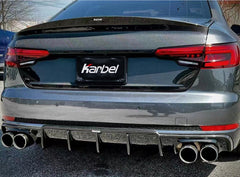 Audi S4 A4 (with S-line bumper, does not fit base model) B9 2017 2018 2019 with Aftermarket Parts - V1 (With LED Light) & V2 (Without LED Light) Style Rear Diffuser Pre-preg Carbon Fiber from Karbel Carbon