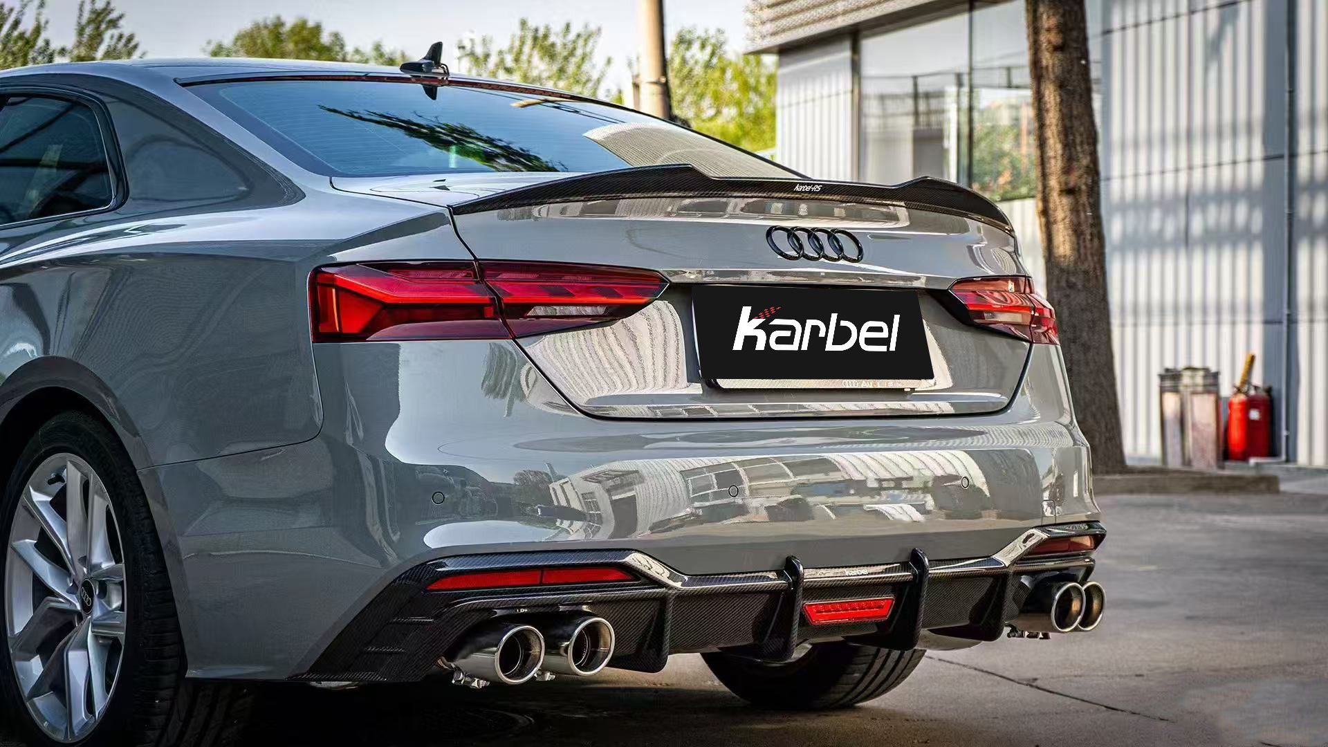 Audi RS5 S5 A5 B9 / B9.5 2017 2018 2019 2020 2021 2022 2023 2024 2025 with Aftermarket Parts - Rear Lip Spoiler Pre-preg Carbon Fiber from Karbel Carbon