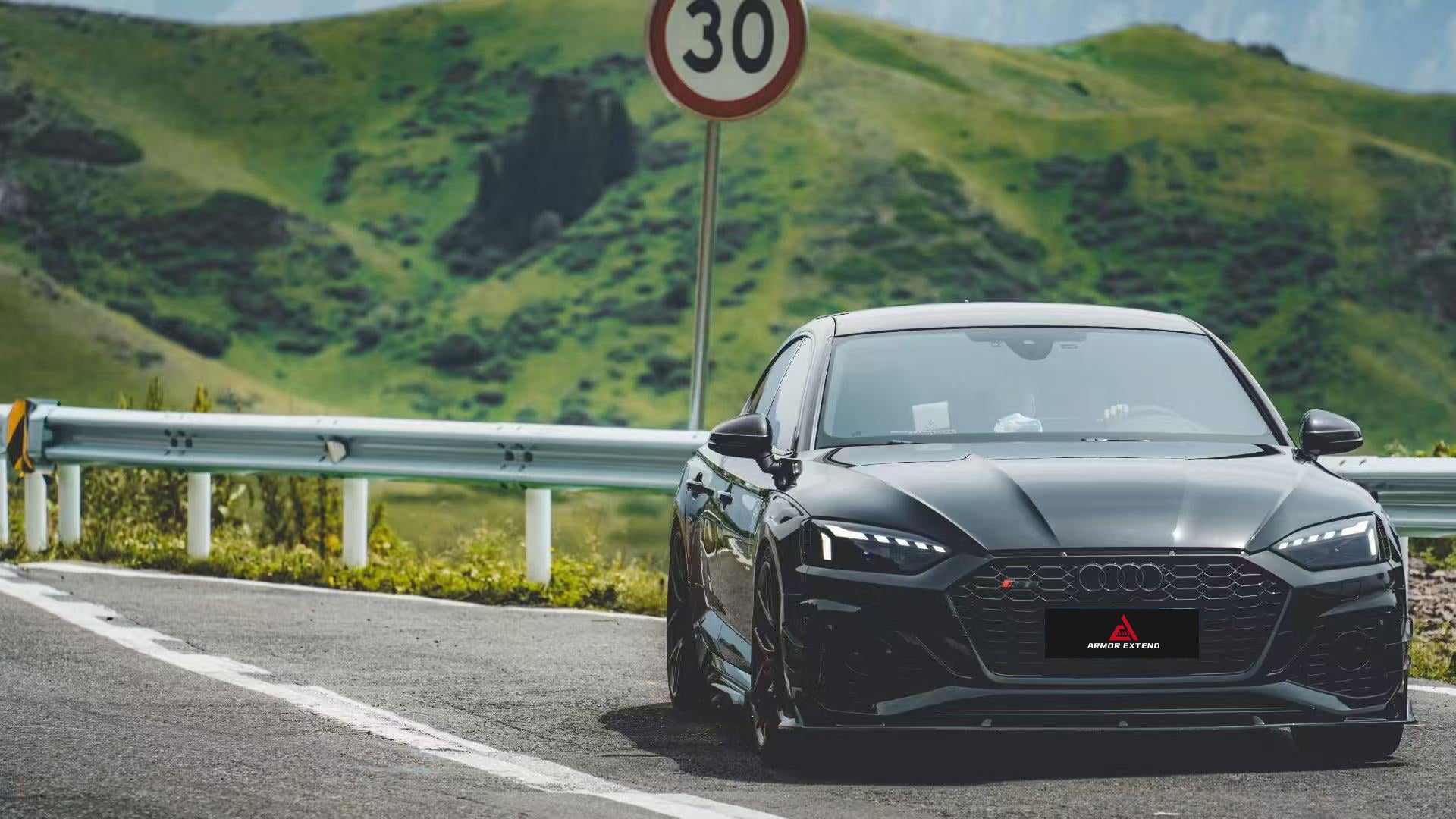Audi RS5 B9.5 2020 2021 2022 2023 2024 2025 with Aftermarket Parts - AE Style Front Canards Carbon Fiber from ArmorExtend