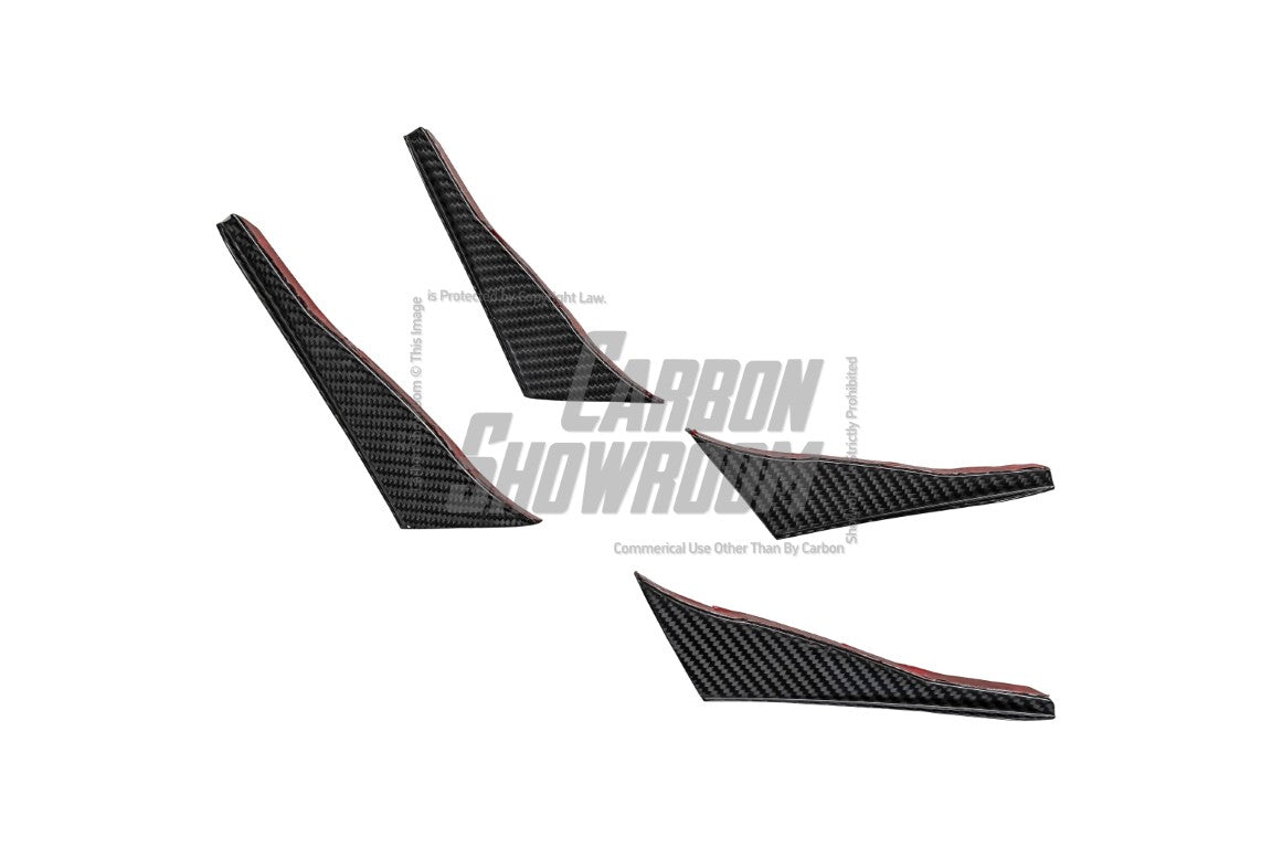 Audi S5 A5 (with s-line bumper, does not base model) B9.5 2020 2021 2022 2023 2024 With Aftermarket Parts - Compatible With OEM Upper Valences & Compatible With Karbel Upper Valences Style Front Canards Pre-preg Carbon Fiber from Karbel Carbon