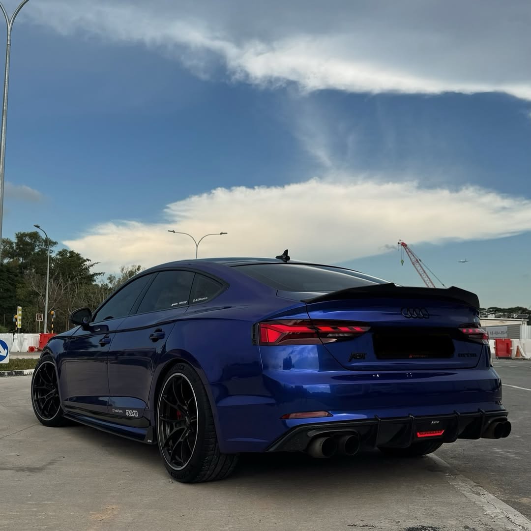 Audi S5 A5 (with s-line bumper, does not base model) B9 2017 2018 2019 with Aftermarket Parts - Rear Diffuser Pre-preg Carbon Fiber from Karbel Carbon