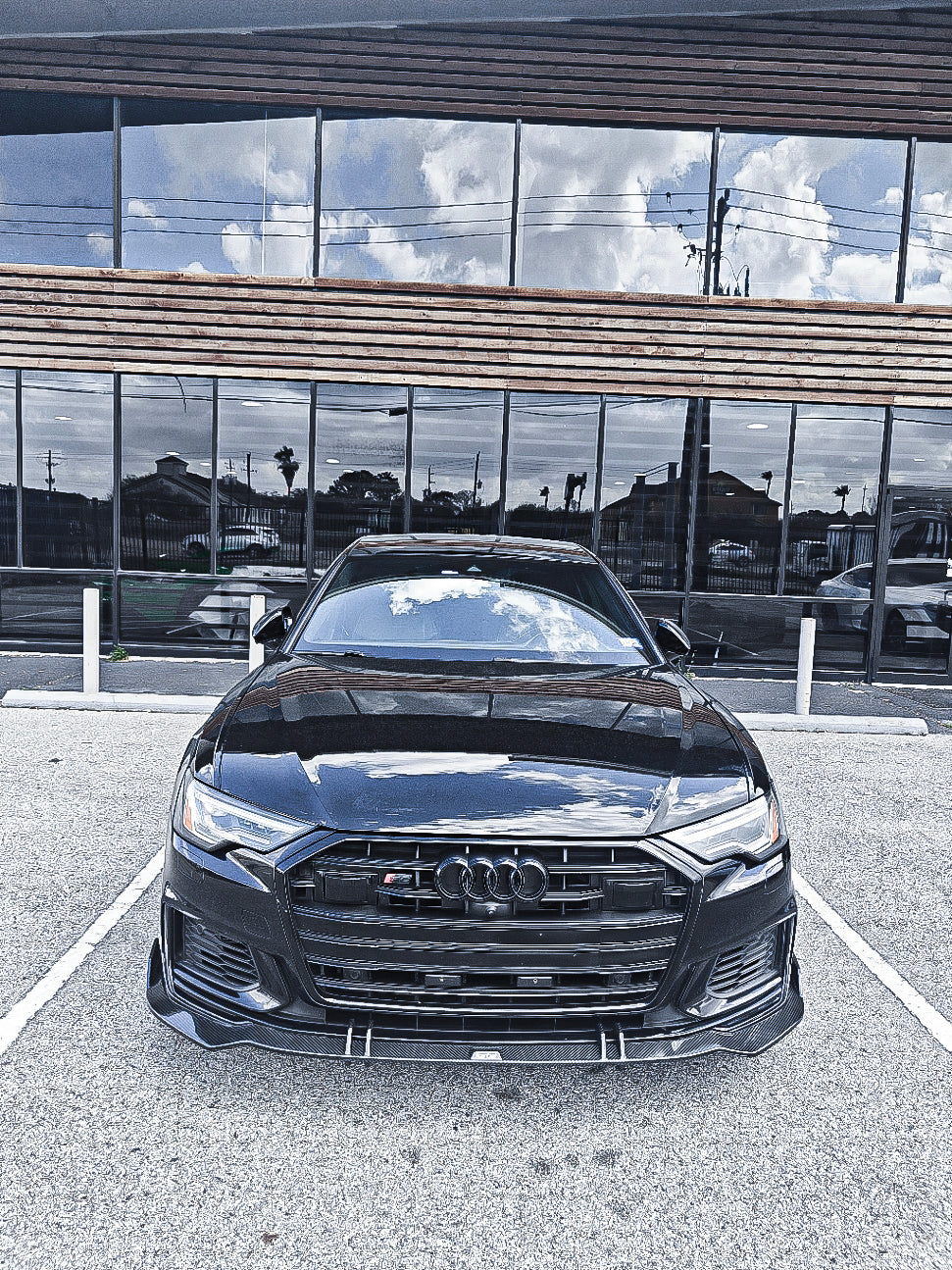 Audi S6 / A6 Avant / A6 (with S-line bumper, does not fit base model) C8 2019 2020 2021 2022 2023 2024 with Aftermarket Parts - Front Lip Pre-preg Carbon Fiber from Karbel Carbon