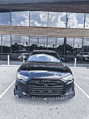 Audi S6 / A6 Avant / A6 (with S-line bumper, does not fit base model) C8 2019 2020 2021 2022 2023 2024 with Aftermarket Parts - Front Lip Pre-preg Carbon Fiber from Karbel Carbon