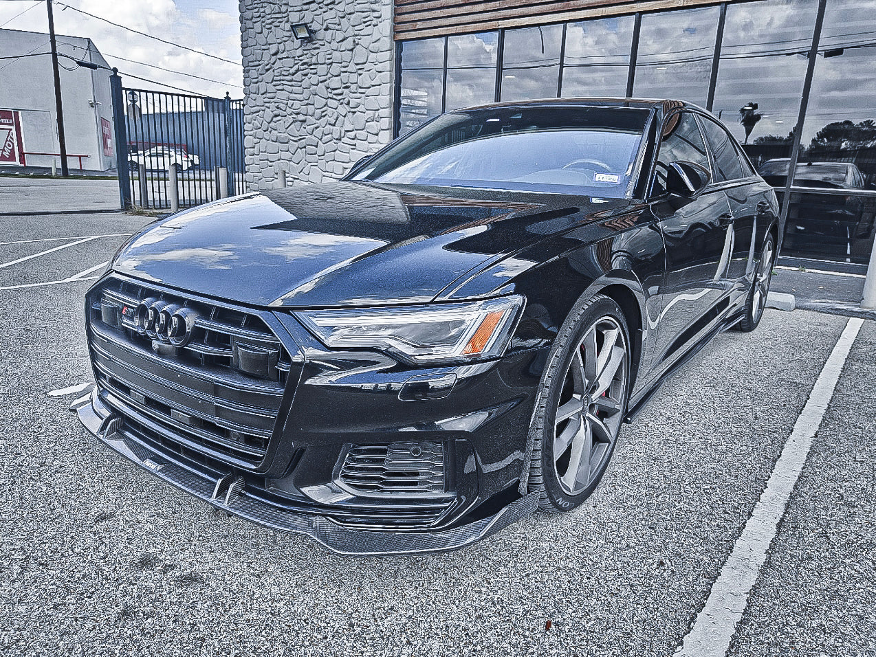 Audi S6 / A6 Avant / A6 (with S-line bumper, does not fit base model) C8 2019 2020 2021 2022 2023 2024 with Aftermarket Parts - Front Lip Pre-preg Carbon Fiber from Karbel Carbon