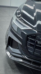 Audi SQ8 Q8 (with s-line bumper) Pre-facelift 2019 2020 2021 2022 2023 with Aftermarket Parts - Front Lip Pre-preg Carbon Fiber from Karbel Carbon