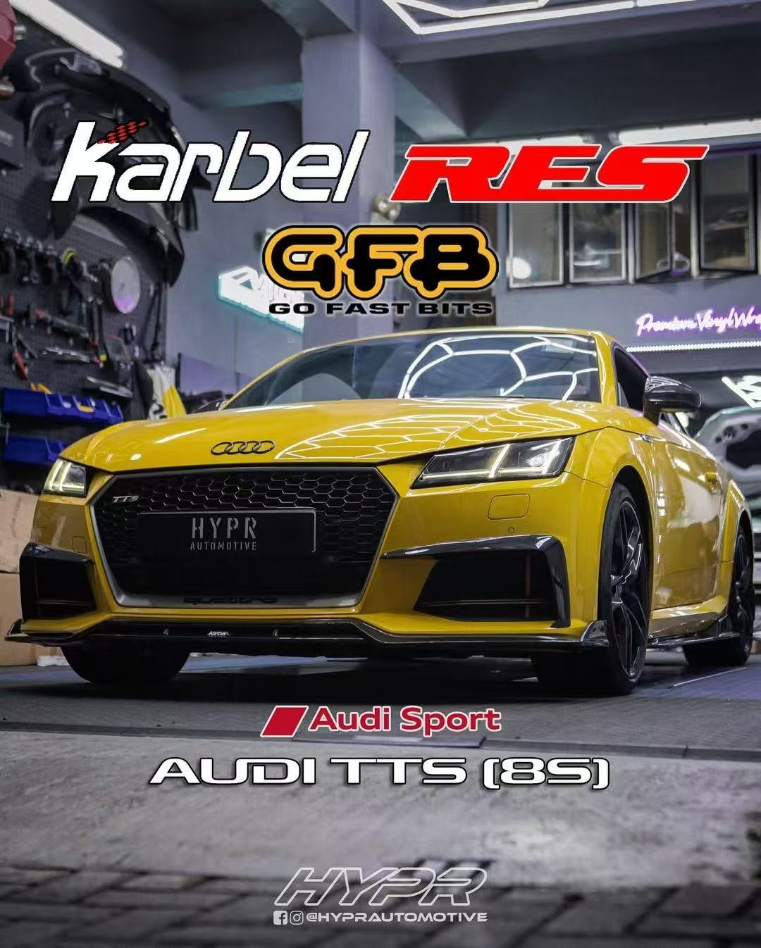 Audi TTS / TT (with s-line bumper) 8S MK3 2015 2016 2017 2018 2019 with Aftermarket Parts - Front Lip Pre-preg Carbon Fiber from Karbel Carbon