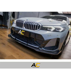 BMW 3 Series 330i (with M-package bumper, does not fit base model) M340i G20 G21 LCI 2023 2024 with Aftermarket Parts - V2 Style Front Lip Pre-preg Carbon Fiber from Karbel Carbon