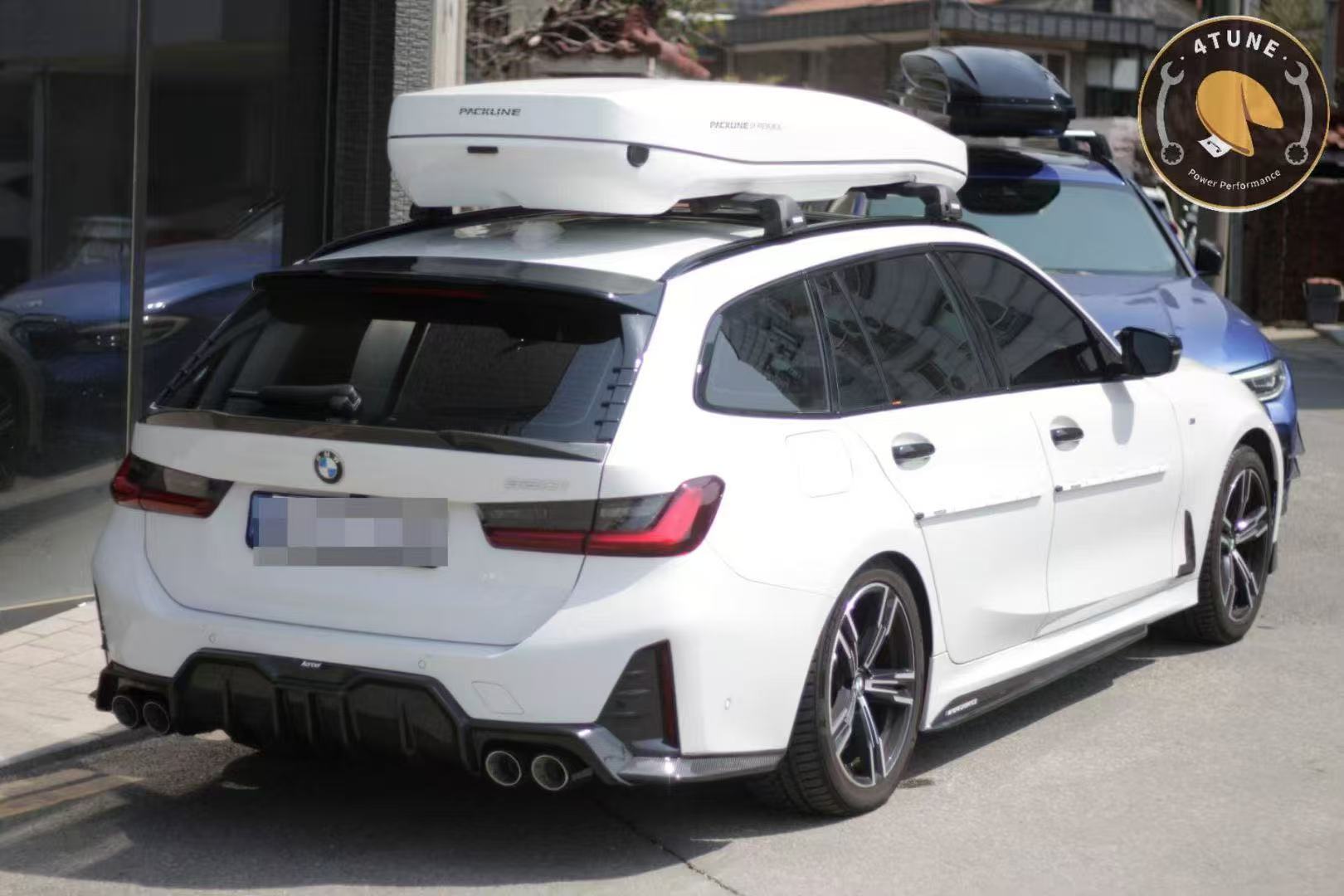 BMW 3 Series 330i (with M-package bumper, does not fit base model) M340i G20 G21 LCI 2023-ON with Aftermarket Parts - Rear Diffuser & Canards Pre-preg Carbon Fiber from Karbel Carbon