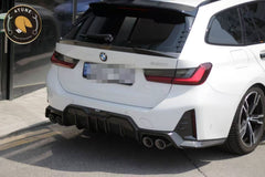 BMW 3 Series 330i (with M-package bumper, does not fit base model) M340i G20 G21 LCI 2023-ON with Aftermarket Parts - Rear Diffuser & Canards Pre-preg Carbon Fiber from Karbel Carbon