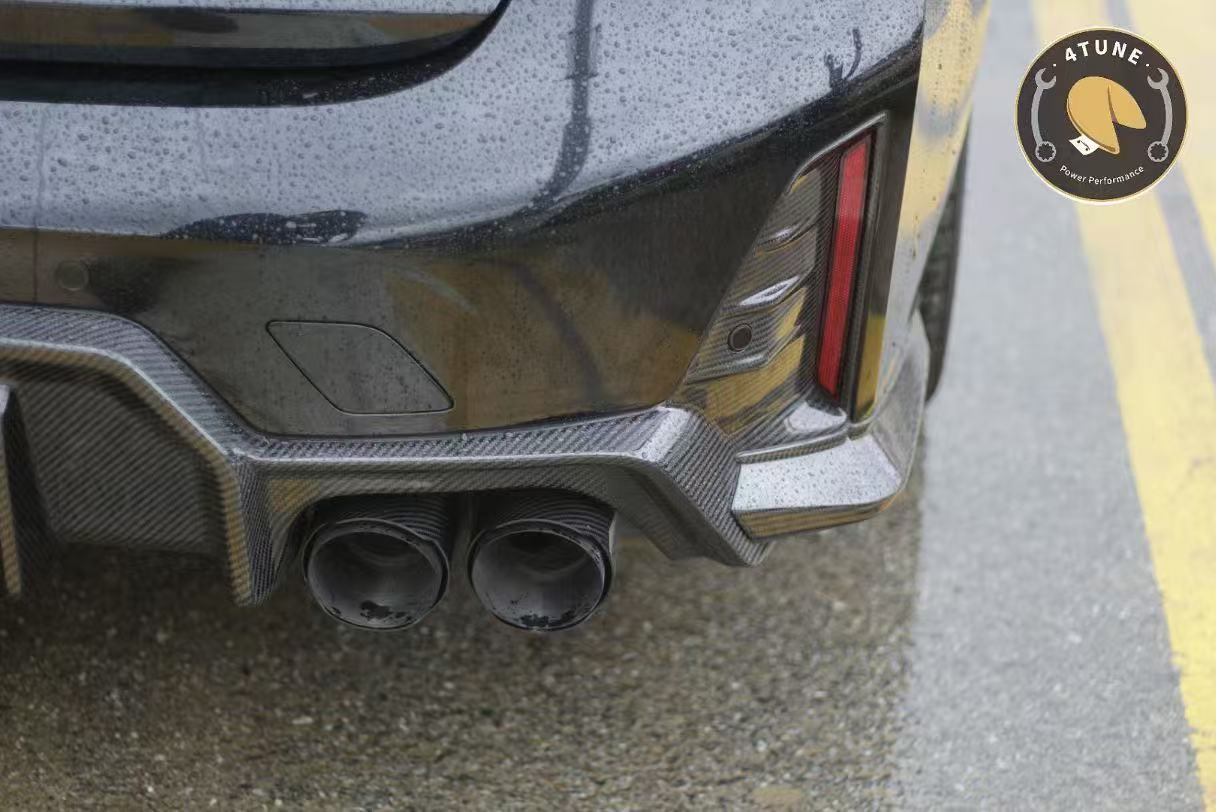 BMW 3 Series 330i (with M-package bumper, does not fit base model) M340i G20 G21 LCI 2023 2024 with Aftermarket Parts - V2 Style Diffuser & Canards Pre-preg Carbon Fiber from Karbel Carbon