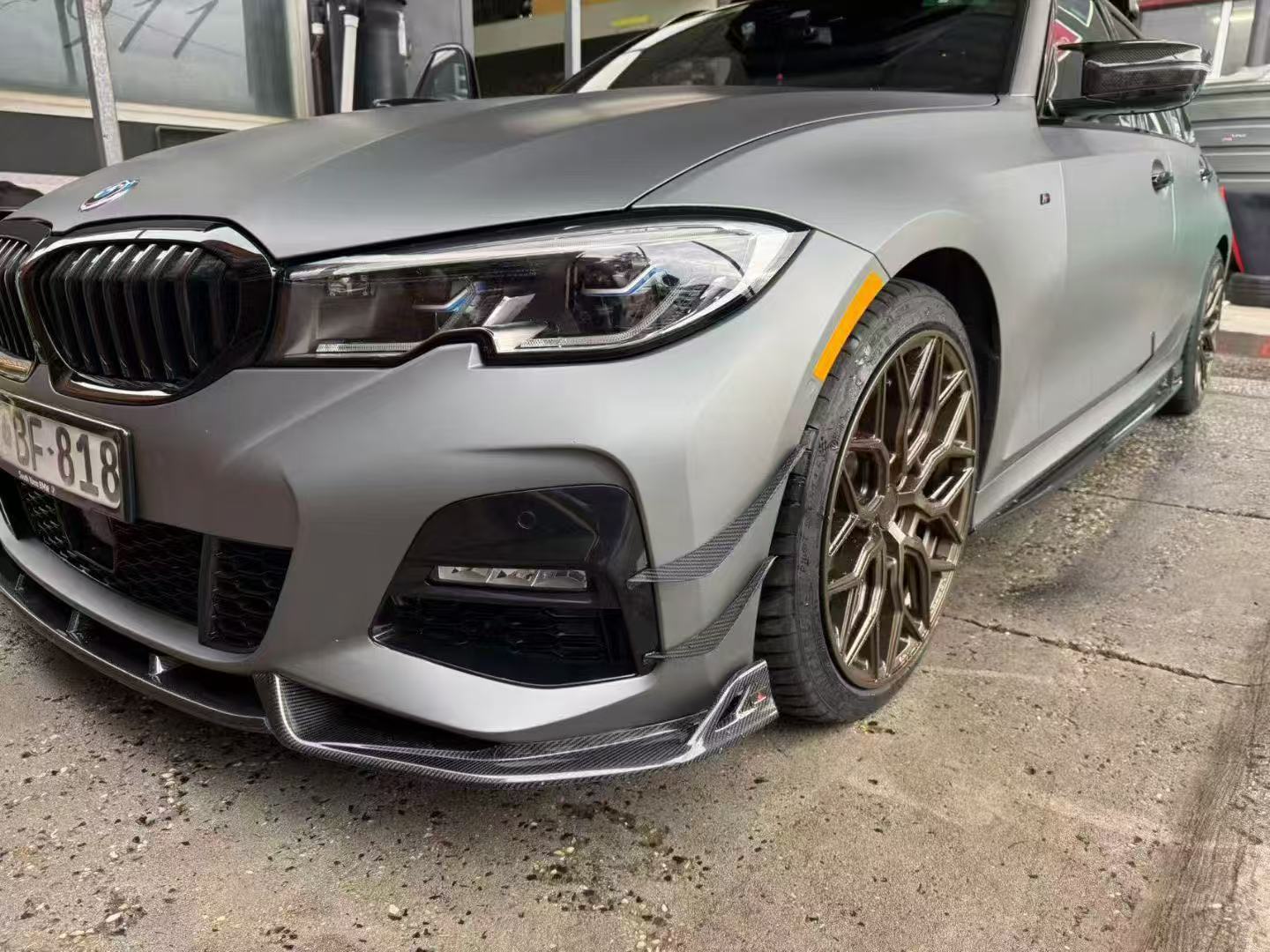 BMW 3 Series 330i (with M-package bumper, does not fit base model) M340i G20 G21 Pre-LCI 2019-2022&nbsp;with Aftermarket Parts - Front Canards Pre-preg Carbon Fiber from Karbel Carbon