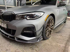 BMW 3 Series 330i (with M-package bumper, does not fit base model) M340i G20 G21 Pre-LCI 2019-2022&nbsp;with Aftermarket Parts - Front Canards Pre-preg Carbon Fiber from Karbel Carbon