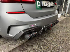 BMW 3 Series 330i (with M-package bumper, does not fit base model) M340i G20 G21 Pre-LCI 2019 2020 2021 2022 with Aftermarket Parts - Rear Diffuser & Canards Pre-preg Carbon Fiber from Karbel Carbon
