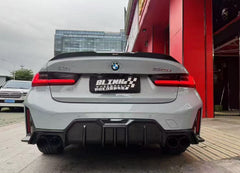 BMW 3 Series 330i (with M-package bumper, does not fit base model) M340i G20 G21 LCI 2023-ON with Aftermarket Parts - Rear Diffuser & Canards Pre-preg Carbon Fiber from Karbel Carbon