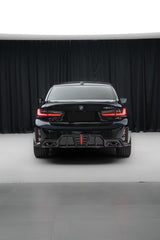 BMW 3 Series 330i (with M-package bumper, does not fit base model) M340i G20 G21 LCI 2023 2024 with Aftermarket Parts - V2 Style Diffuser & Canards Pre-preg Carbon Fiber from Karbel Carbon