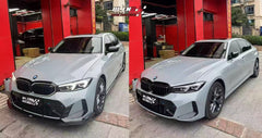 BMW 3 Series 330i (with M-package bumper, does not fit base model) M340i G20 G21 LCI 2023 2024 with Aftermarket Parts - V2 Style Front Lip Pre-preg Carbon Fiber from Karbel Carbon