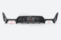 BMW 3 Series 330i (with M-package bumper, does not fit base model) M340i G20 G21 LCI 2023 2024 with Aftermarket Parts - V2 Style Diffuser & Canards Pre-preg Carbon Fiber from Karbel Carbon