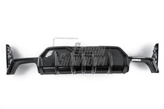 BMW 3 Series 330i (with M-package bumper, does not fit base model) M340i G20 G21 LCI 2023-ON with Aftermarket Parts - Rear Diffuser & Canards Pre-preg Carbon Fiber from Karbel Carbon