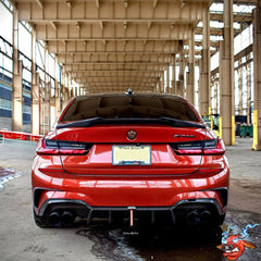 BMW 3 Series 330i (with M-package bumper, does not fit base model) M340i G20 G21 Pre-LCI 2019 2020 2021 2022 with Aftermarket Parts - Rear Diffuser & Canards Pre-preg Carbon Fiber from Karbel Carbon