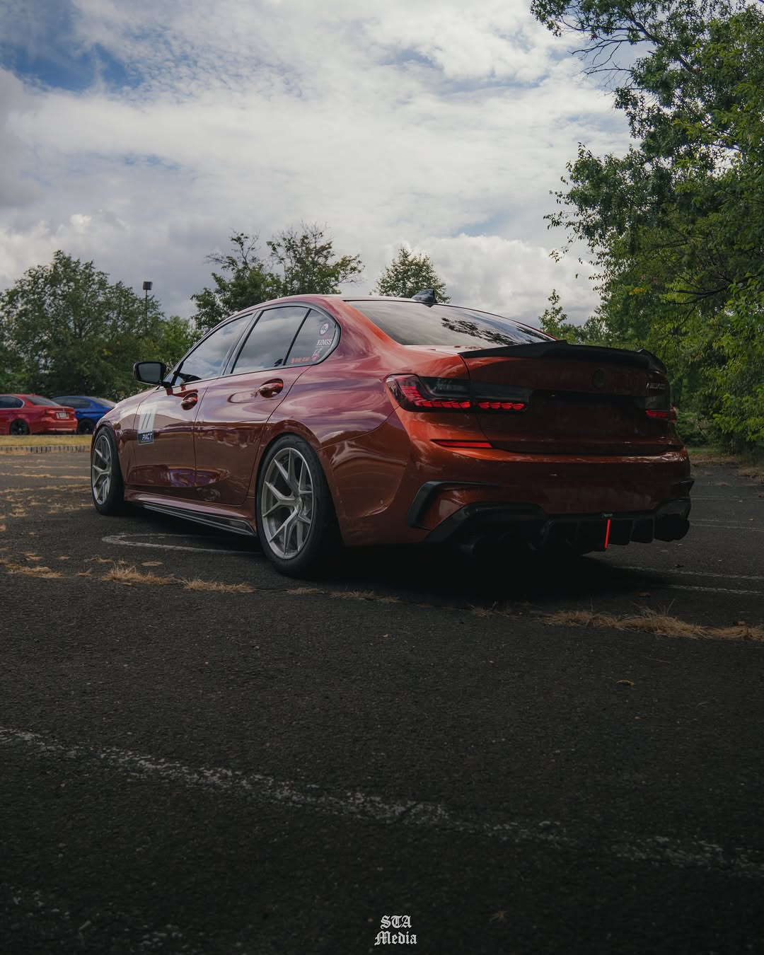BMW 3 Series 330i (with M-package bumper, does not fit base model) M340i G20 G21 Pre-LCI 2019 2020 2021 2022 with Aftermarket Parts - Rear Diffuser & Canards Pre-preg Carbon Fiber from Karbel Carbon