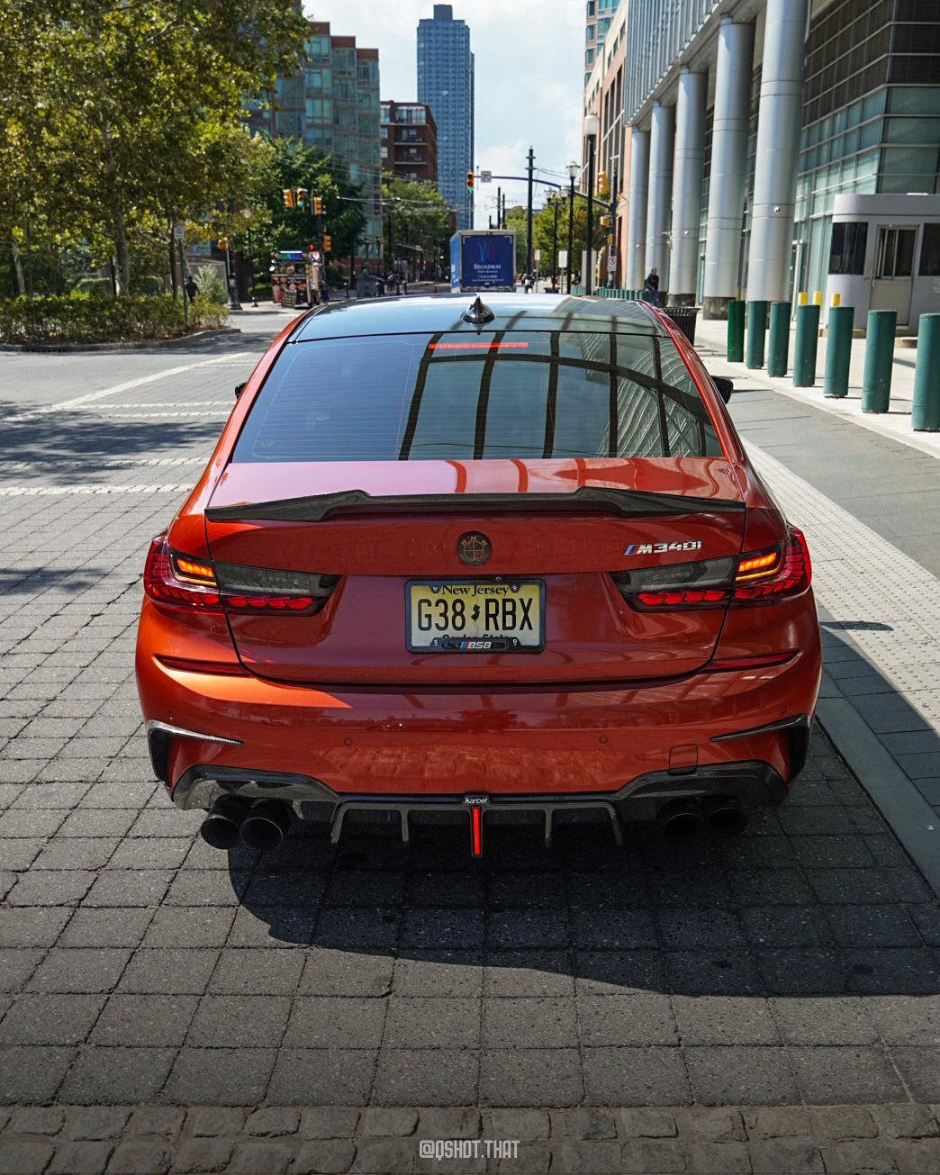 BMW 3 Series 330i (with M-package bumper, does not fit base model) M340i G20 G21 Pre-LCI 2019 2020 2021 2022 with Aftermarket Parts - Rear Diffuser & Canards Pre-preg Carbon Fiber from Karbel Carbon