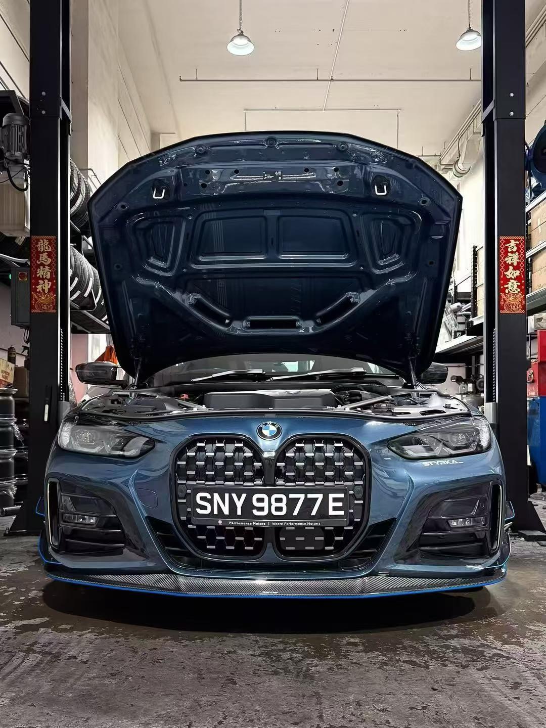 BMW 4 series 430i (with M-package bumper, does not fit base model) M440i G22 G23 2020-ON with Aftermarket Parts - Front Lip Pre-preg Carbon Fiber from Karbel Carbon