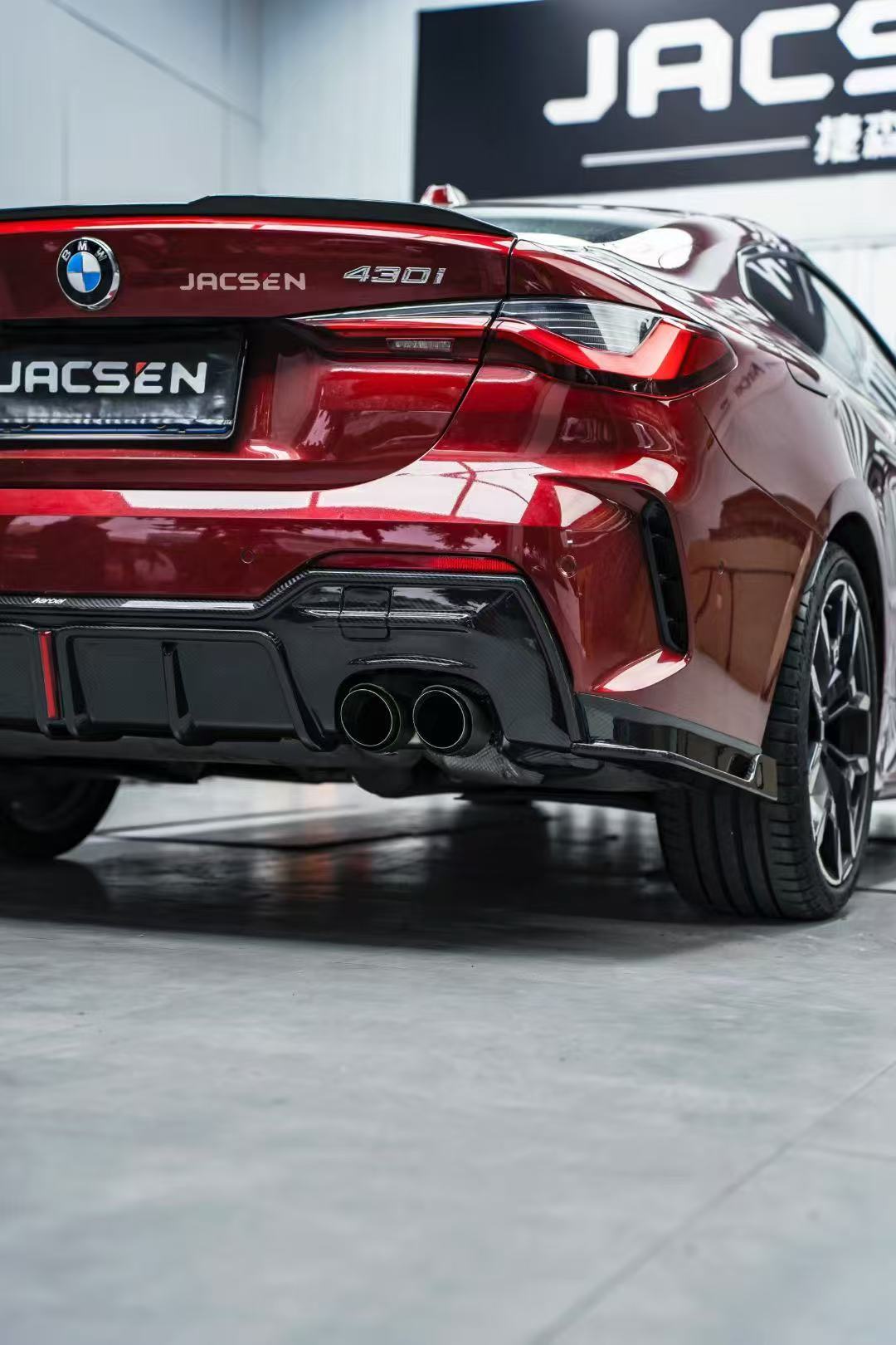 BMW 4 series 430i M440i G22 G23 2020-ON with Aftermarket Parts - Rear Diffuser & Canards Pre-preg Carbon Fiber from Karbel Carbon