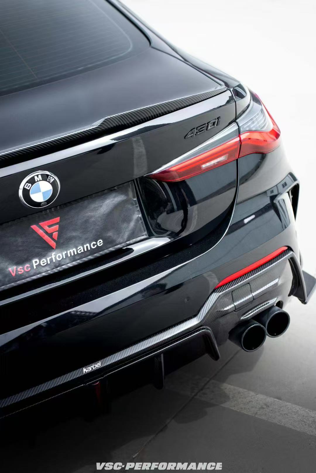 BMW 4 series 430i M440i G22 G23 2020-ON with Aftermarket Parts - Rear Diffuser & Canards Pre-preg Carbon Fiber from Karbel Carbon