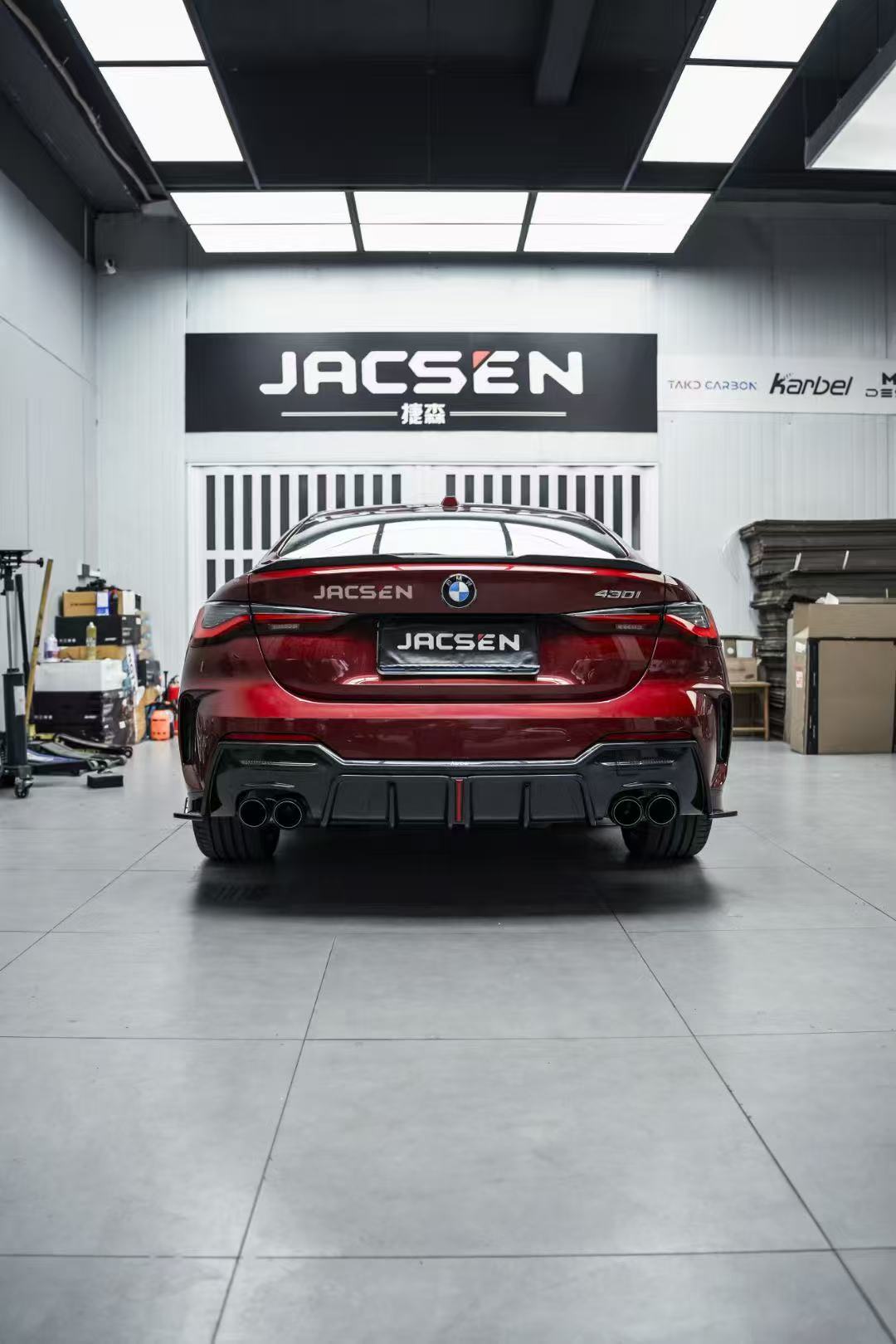 BMW 4 series 430i M440i G22 G23 2020-ON with Aftermarket Parts - Rear Diffuser & Canards Pre-preg Carbon Fiber from Karbel Carbon