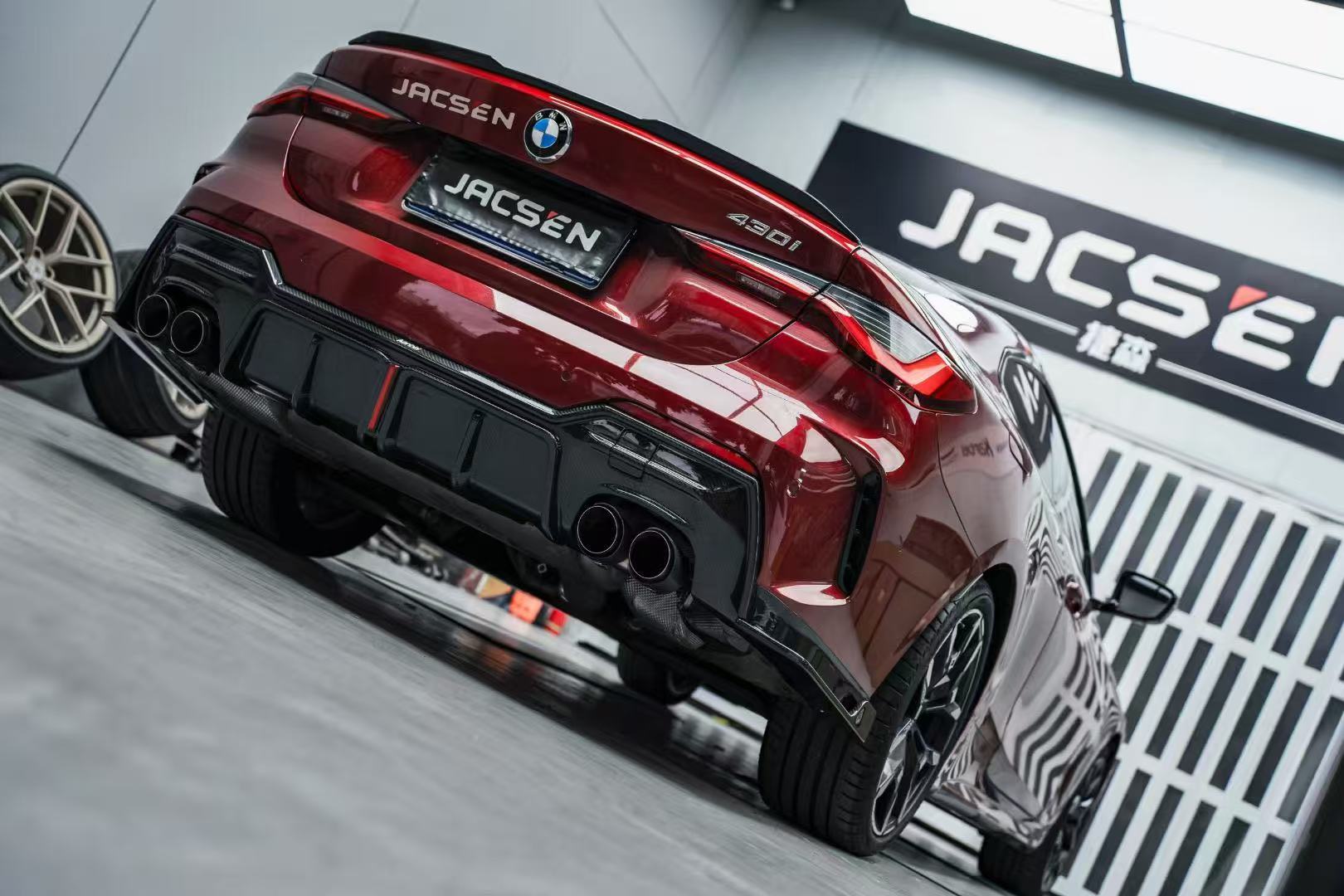 BMW 4 series 430i M440i G22 G23 2020-ON with Aftermarket Parts - Rear Diffuser & Canards Pre-preg Carbon Fiber from Karbel Carbon