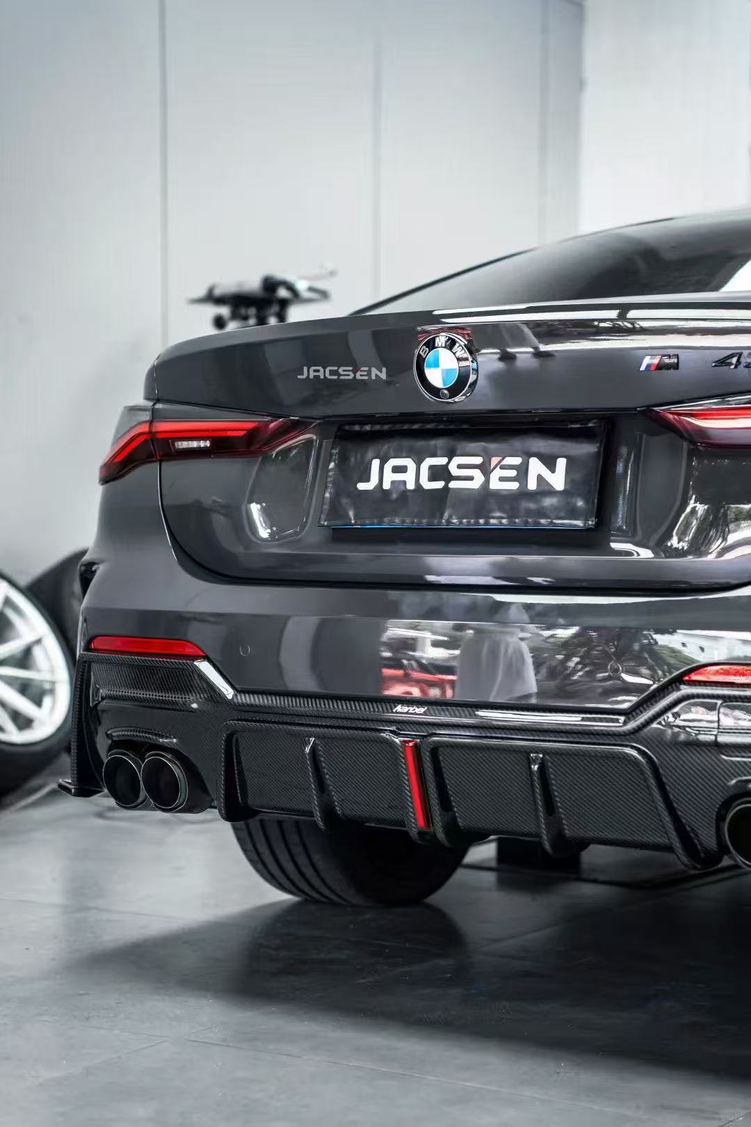 BMW 4 Series 430i M440i G22 G23 2020-ON with Aftermarket Parts - Rear Diffuser & Canards Pre-preg Carbon Fiber from Karbel Carbon
