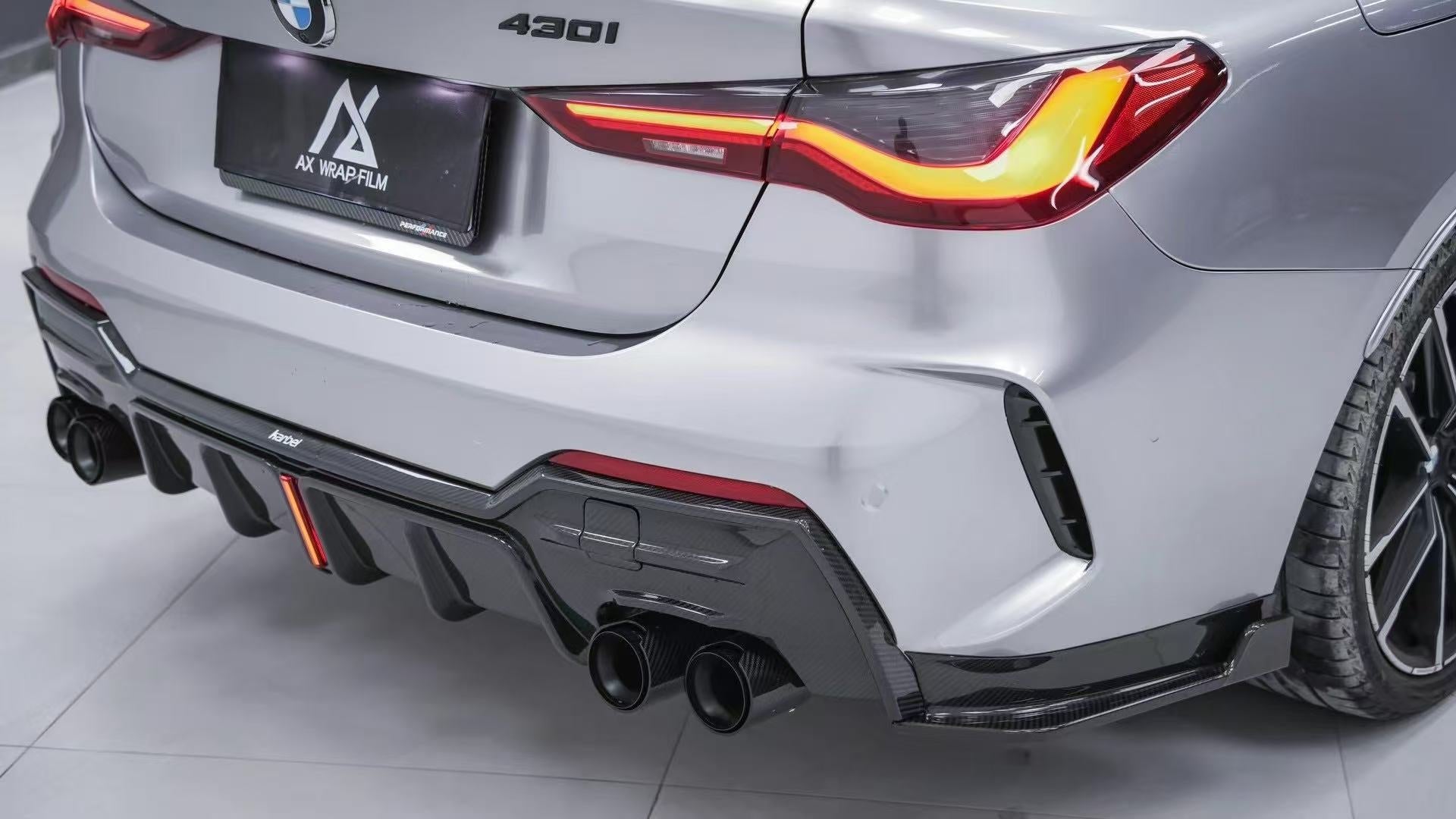 BMW 4 series 430i M440i G22 G23 2020-ON with Aftermarket Parts - Rear Diffuser & Canards Pre-preg Carbon Fiber from Karbel Carbon
