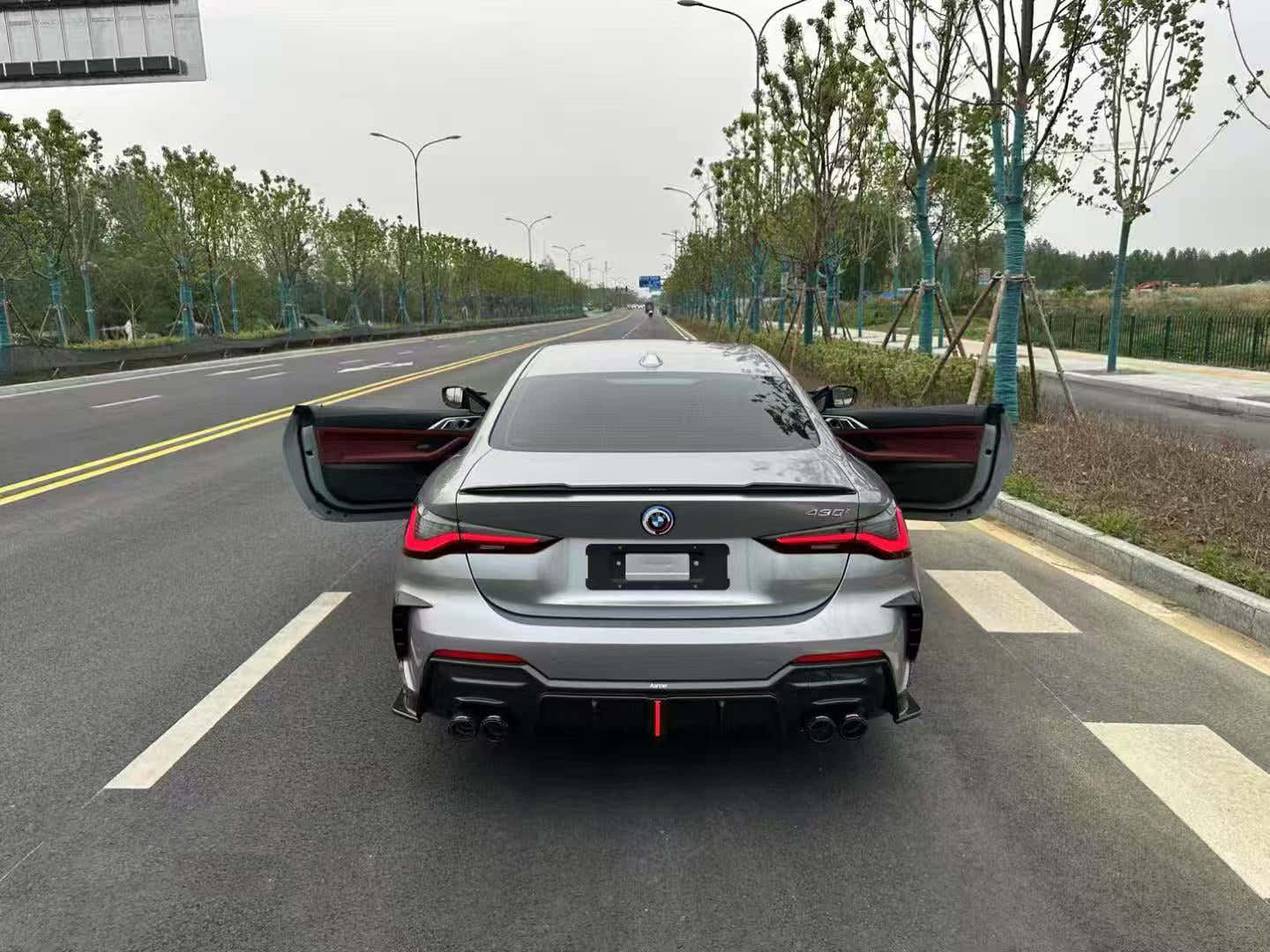 BMW 4 series 430i (with M-package bumper, does not fit base model) M440i G22 G23 2020-ON with Aftermarket Parts - Rear Bumper Canards Pre-preg Carbon Fiber from Karbel Carbon