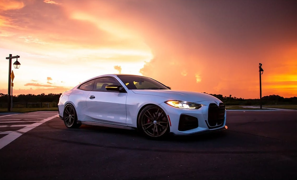 BMW 4 Series 430i (with M-package bumper, does not fit base model) M440i G22 G23 2020-ON with Aftermarket Parts - Upper Valences Pre-preg Carbon Fiber from Karbel Carbon