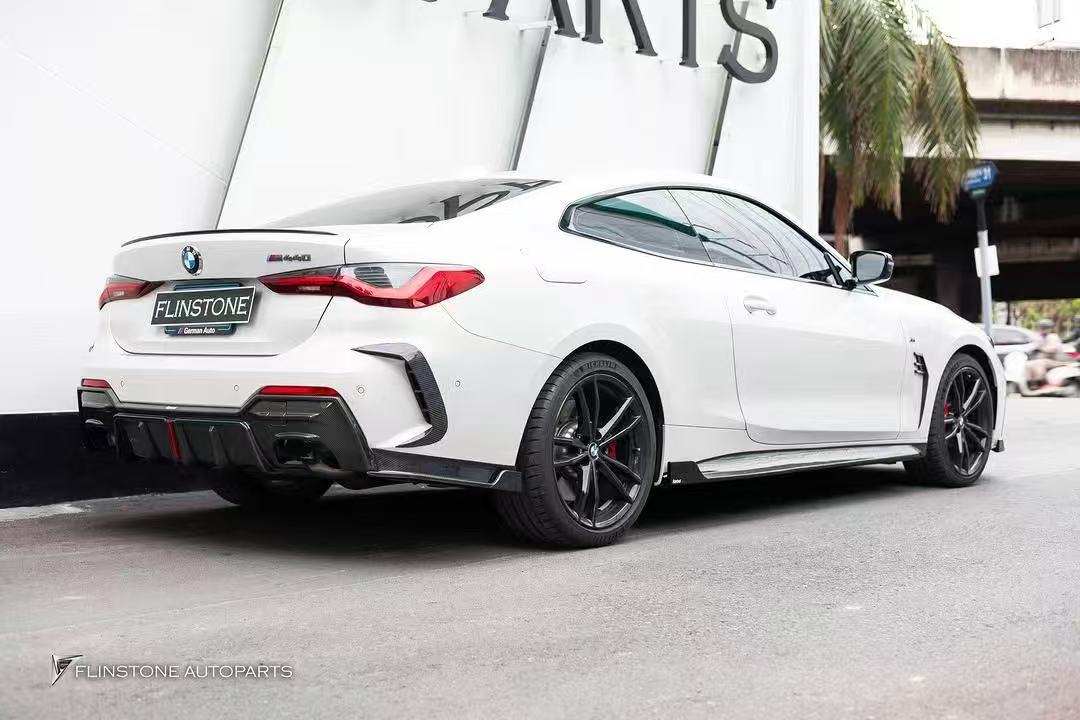 BMW 4 series 430i M440i G22 G23 2020-ON with Aftermarket Parts - Rear Diffuser & Canards Pre-preg Carbon Fiber from Karbel Carbon