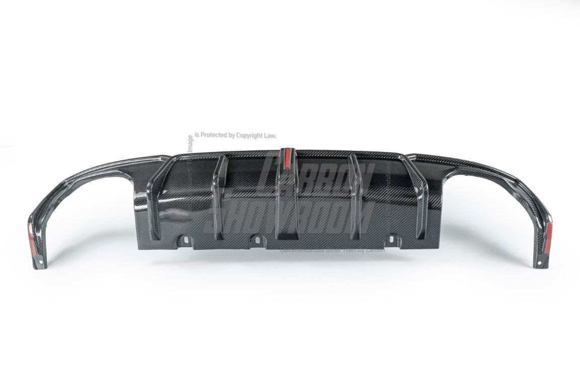 BMW 4 Series Gran Coupe M440i 430i (with M-package bumper, does not fit base model) G26 2022-ON with Aftermarket Parts - Rear Diffuser & Canards Pre-preg Carbon Fiber from Karbel Carbon