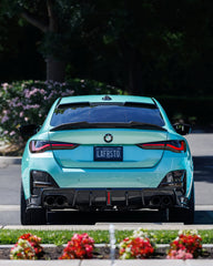 BMW 4 Series Gran Coupe M440i 430i (with M-package bumper, does not fit base model) G26 2022-ON with Aftermarket Parts - Rear Diffuser & Canards Pre-preg Carbon Fiber from Karbel Carbon