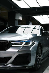 BMW 5 Series M550 540 530 (with M-package bumper, does not fit base model) G30 LCI 2021 2022 2023 2024 with Aftermarket Parts - Front Lip Pre-preg Carbon Fiber from Karbel Carbon