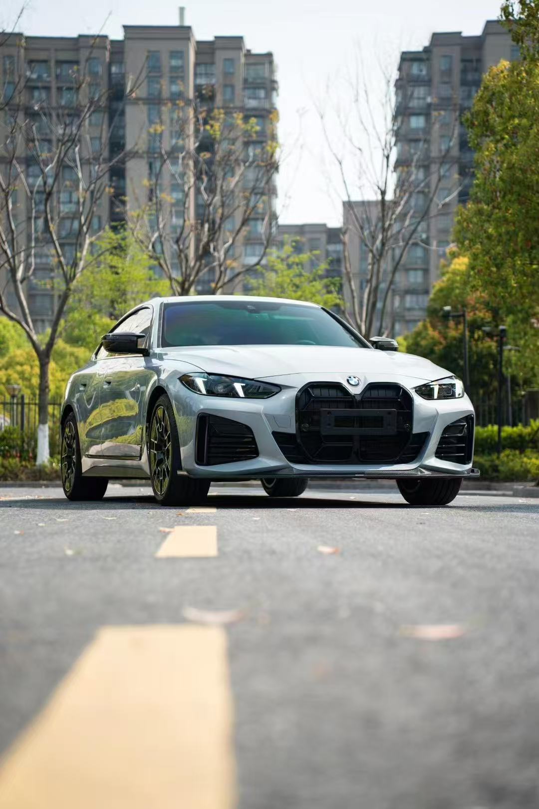 BMW I4 M50 / e Drive 40 (with M-package bumper, does not fit base model) G26 2022-ON & 4 Series Gran Coupe M440i 430i (with M-package bumper, does not fit base model) G26 2022-ON with Aftermarket Parts - Front Lip Pre-preg Carbon Fiber from Karbel Carbon