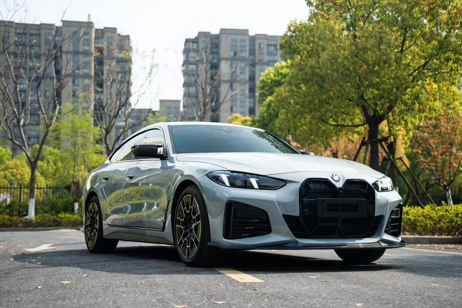 BMW I4 M50 / e Drive 40 (with M-package bumper, does not fit base model) G26 2022-ON & 4 Series Gran Coupe M440i 430i (with M-package bumper, does not fit base model) G26 2022-ON with Aftermarket Parts - Front Lip Pre-preg Carbon Fiber from Karbel Carbon