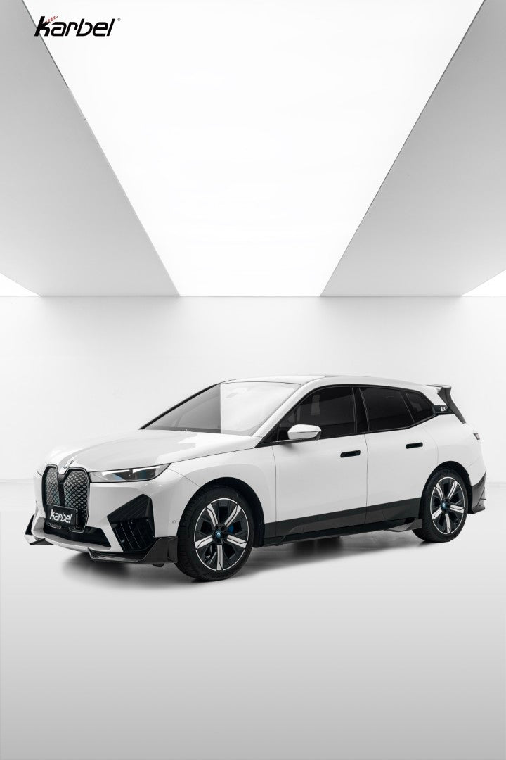 BMW IX xDrive60/50/45 M60 I20 2022-ON with Aftermarket Parts - Front Lip Dry Pre-preg Carbon Fiber from Karbel Carbon