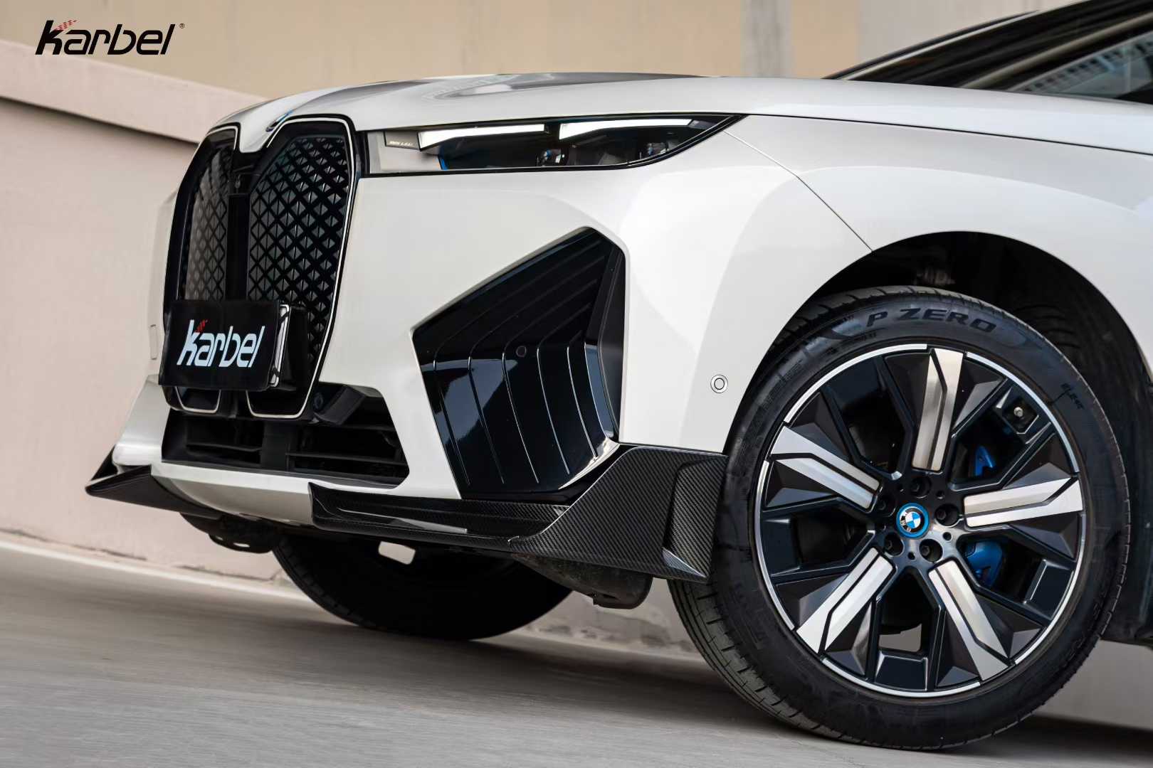 BMW IX xDrive60/50/45 M60 I20 2022-ON with Aftermarket Parts - Front Lip Dry Pre-preg Carbon Fiber from Karbel Carbon