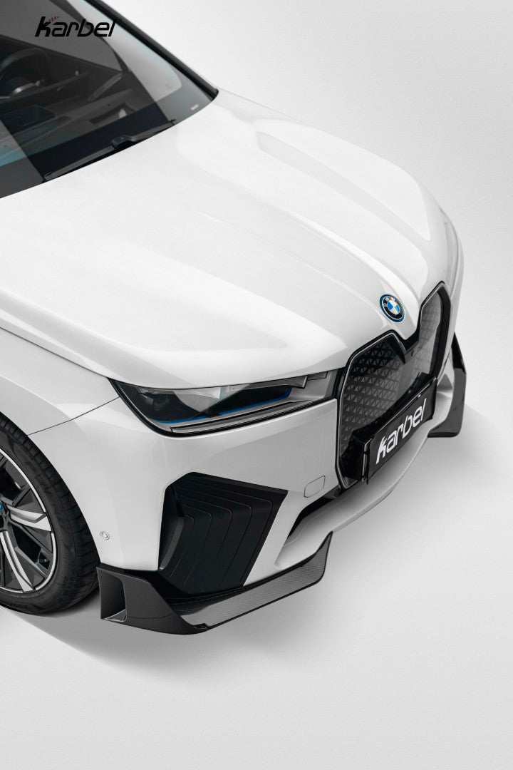 BMW IX xDrive60/50/45 M60 I20 2022-ON with Aftermarket Parts - Front Lip Dry Pre-preg Carbon Fiber from Karbel Carbon